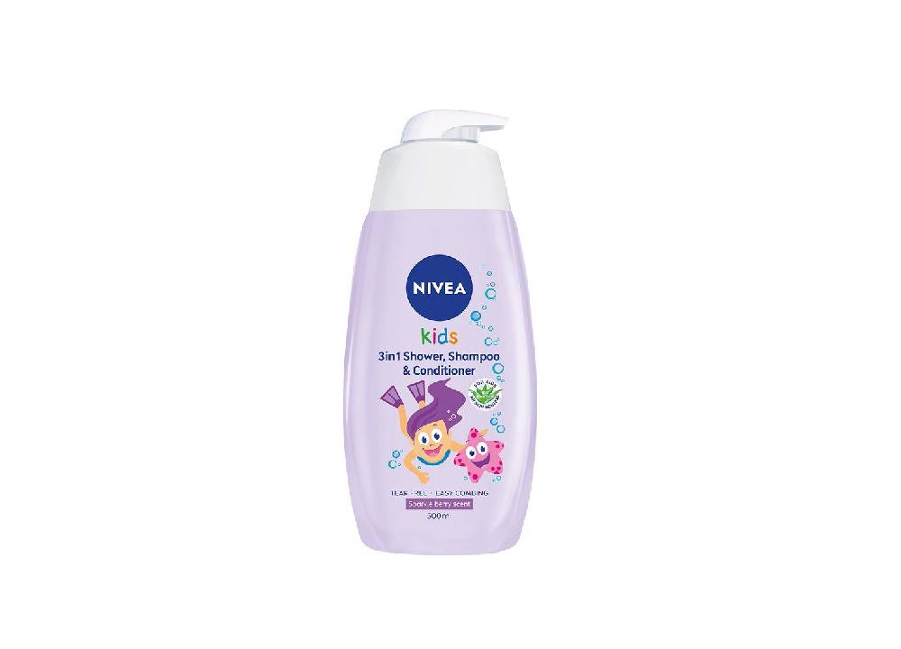 NIVEA KIDS SPARKLE BERRY Детски 3 в 1 душ гел, шампоан и балсам,500мл