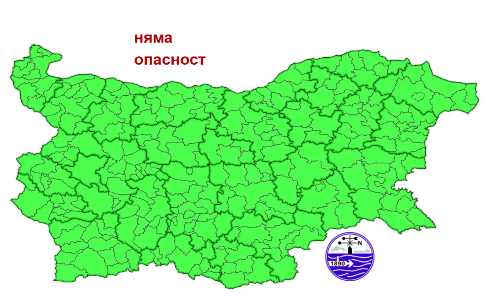 Карта на прогнозираните опасни явления в Република България за 23.09.2026 г.