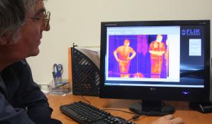 Инфрачервена камера улавя симптоми на свински грип на летище София.