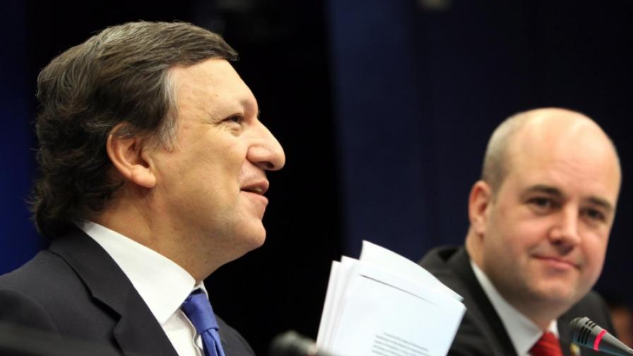 Жозе Мануел Барозу и шведският премиер Фредрок Райнфелд