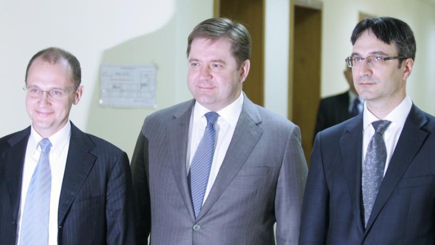 След срещата:(от ляво) Сергей Кириленко, Сергей Шматко, Трайчо Трайков