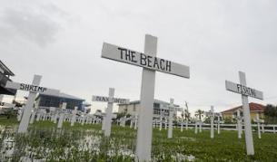 Като протест срещу разлива, собственик на имот в Луизиана заби в двора си кръстове с имената на видове плажни занимания и водни обитатели, които са изгубени завинаги, или поне за близкото бъдеще, заради петното