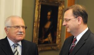 Президентът на Чехия Вацлав Клаус и премиерът Петър Нечас