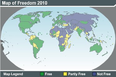 Демокрацията по света запада и през 2010 г.