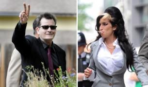 Чарли Шийн (вляво) и Ейми Уайнхаус (вдясно)