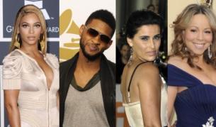 Бионсе, Ъшър, Нели Фуртадо и Марая Кери (от ляво на дясно)