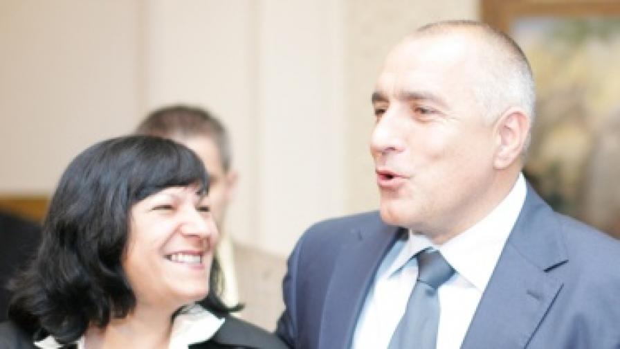 Христина Янчева и Бойко Борисов днес в парламента