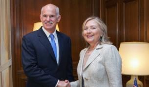 Хилари Клинтън и Георгиус Папандреу