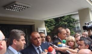 Президентът Първанов и премиерът Борисов след оперативното съвещание в Областната дирекция на МВР в Пловдив