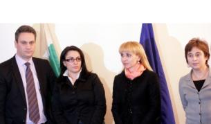 Министърът на првосъдието Диана Ковачева представи своите заместници. На снимката отляво: Пламен Георгиев, Деница Вълкова-Петкова, Диана Ковачева, Велина Тодорова