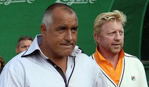 Борисов и Бекер преди демонстрационен мач през 2010 г.