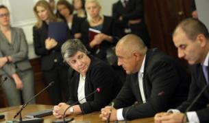 Премиерът Бойко Борисов по време на пресконференцията с Джанет Наполитано