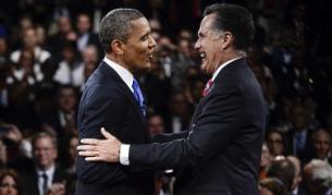 Обама (вляво) и Ромни